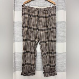 Free People Plaid Cuffed Pants Size 14 - NWOT Academia